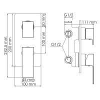 Душевой комплект Смеситель Wasserkraft Abens 2071 С ВНУТРЕННЕЙ ЧАСТЬЮ + Гарнитур Swedbe Hermes 5136B черный матовый + Подключение Glan A178 + Душ A162 + Кронштейн A219 + Излив A220 для ванны
