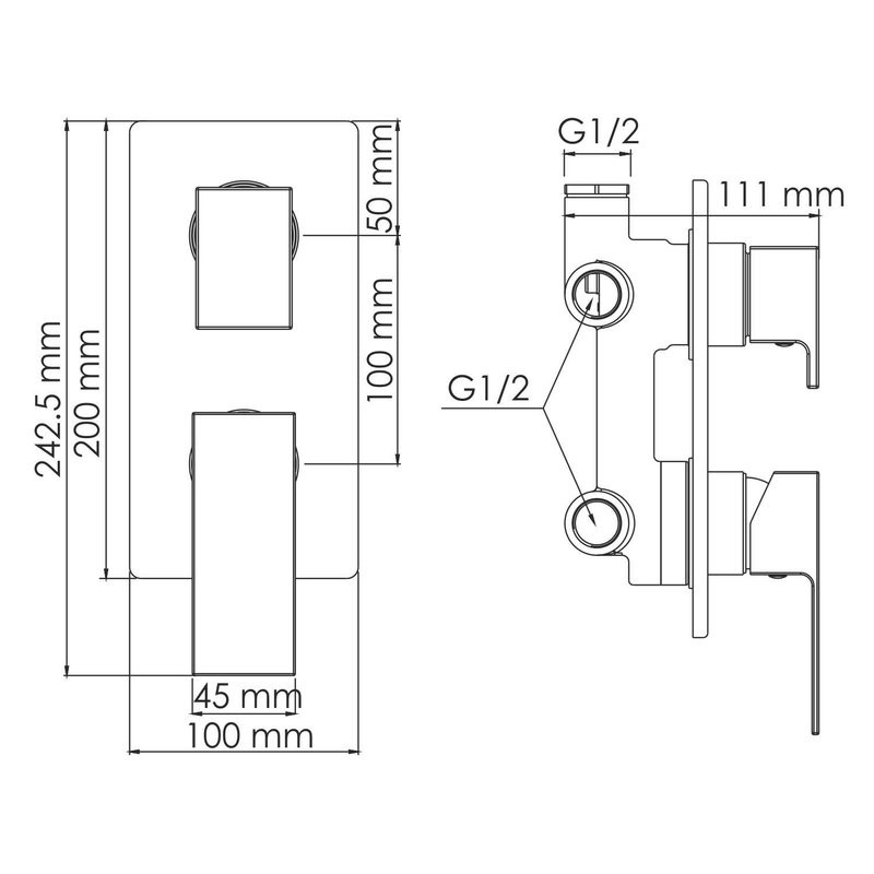 Душевой комплект Смеситель Wasserkraft Abens 2071 С ВНУТРЕННЕЙ ЧАСТЬЮ + Гарнитур Swedbe Hermes 5136B черный матовый + Подключение Glan A178 + Душ A162 + Кронштейн A219 + Излив A220 для ванны