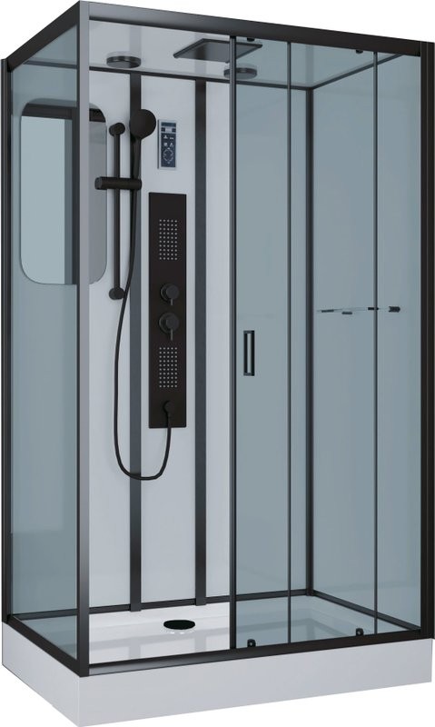 Душевая кабина Niagara Premium NG-6912-01GQR BLACK 120х80х210 правая, черная, с низким поддоном
