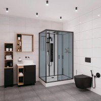 Душевая кабина Niagara Premium NG-6912-01GQR BLACK 120х80х210 правая, черная, с низким поддоном