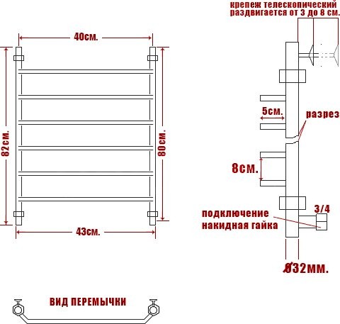 Полотенцесушитель водяной Ника Trapezium ЛТ 80/40