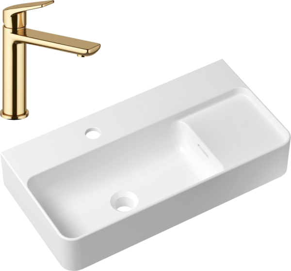 Комплект Накладная раковина Lavinia Boho Bathroom Sink Slim 33311011 + Смеситель Wellsee ICON! for life 182303000 золото