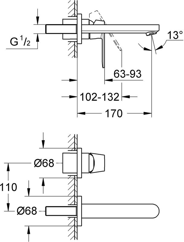 Смеситель для раковины Grohe Eurosmart Cosmopolitan 19381000 С ВНУТРЕННЕЙ ЧАСТЬЮ