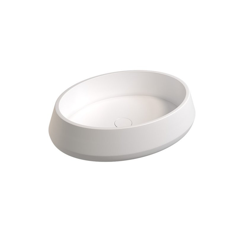 Накладная раковина Abber Stein AS2605 60 матовая белая, овальная, искусственный камень