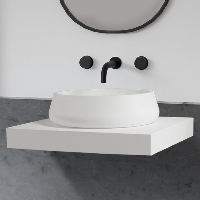 Накладная раковина Abber Stein AS2605 60 матовая белая, овальная, искусственный камень