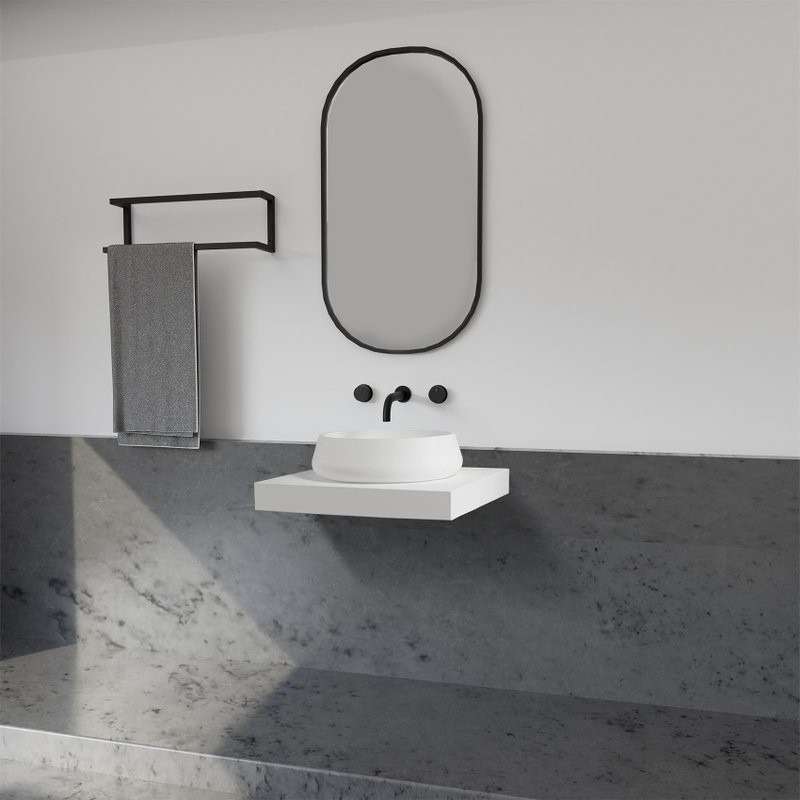 Накладная раковина Abber Stein AS2605 60 матовая белая, овальная, искусственный камень