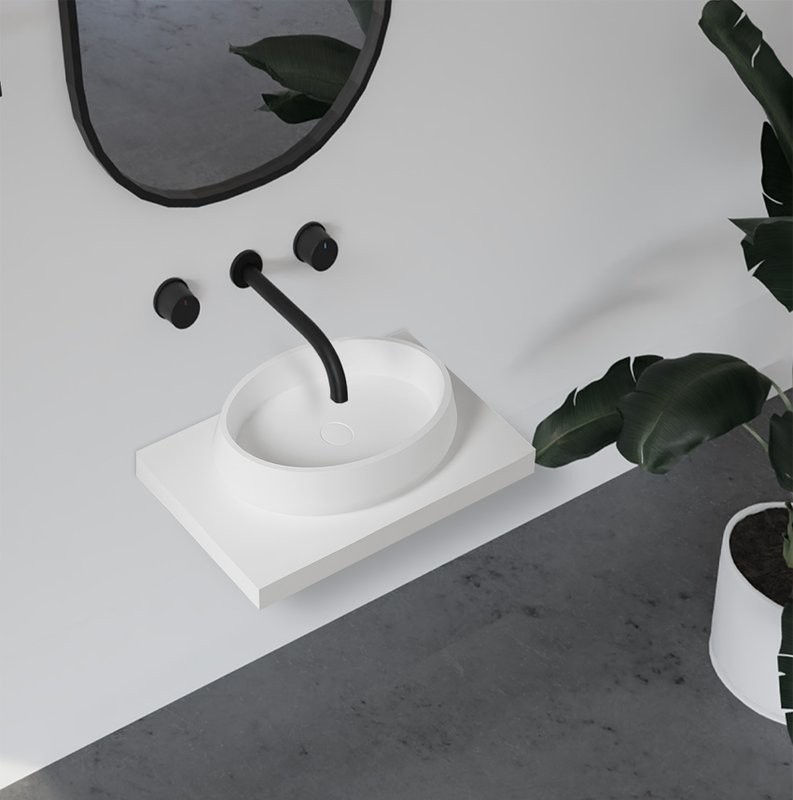 Накладная раковина Abber Stein AS2605 60 матовая белая, овальная, искусственный камень