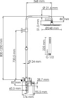 Душевая стойка Wasserkraft Elbe 7400 A174.258.217.CB черная