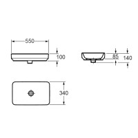 Накладная раковина Jacob Delafon Vox 55 глянцевая белая, прямоугольная