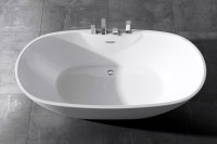 Акриловая ванна Art&Max AM-605-1700-790 170x80 см, отдельностоящая, белая, овальная, с каркасом, со сливом-переливом