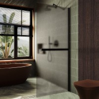 Душевая перегородка Maybahglass MGD-728-6ш 79 см, профиль черный, стекло бронза матовое
