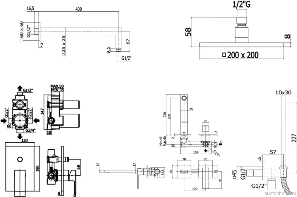 Комплект для ванной Paffoni Elle KITEL015CR105 С ВНУТРЕННЕЙ ЧАСТЬЮ, верхний душ 20 см, хром