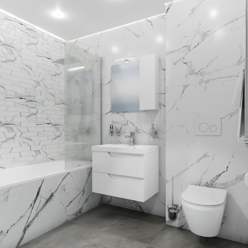 Тумба с раковиной СаНта Антарес 70 подвесная, 2 ящика, белый глянец