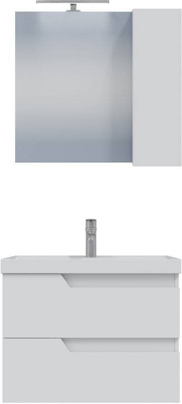 Тумба с раковиной СаНта Антарес 70 подвесная, 2 ящика, белый глянец