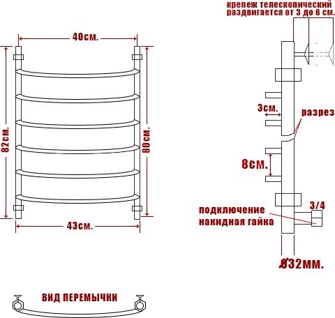 Полотенцесушитель электрический Ника Arc ЛД 80/40 прав