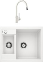 Комплект Мойка Blanco Metra 6 белая + Смеситель Mida-S Silgranit 521457