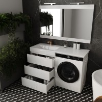 Тумба под раковину Style Line Даллас 130 Люкс Plus напольная, белая, 3 ящика