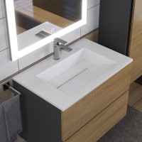 Тумба с раковиной Uperwood Barsa 70 подвесная, черная, дуб сонома, раковина Next белая