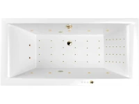 Акриловая ванна WHITECROSS Savia Duo Nano 170x80 см, встраиваемая, с гидромассажем, белый глянец, с каркасом, со сливом-переливом, фурнитура золото