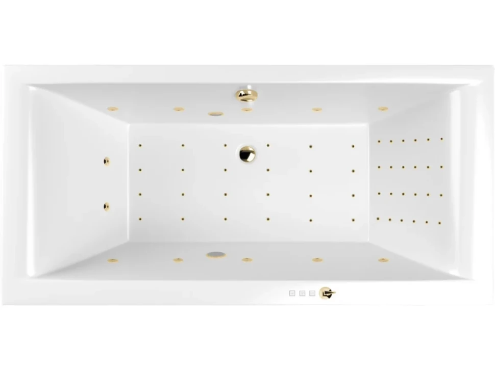 Акриловая ванна WHITECROSS Savia Duo Nano 170x80 см, встраиваемая, с гидромассажем, белый глянец, с каркасом, со сливом-переливом, фурнитура золото