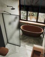 Душевая перегородка Maybahglass MGD-839-6 109 см, профиль черный, стекло сатин