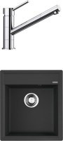 Комплект Мойка Omoikiri Daisen 46-BL черная + Смеситель Blanco Kano 521502