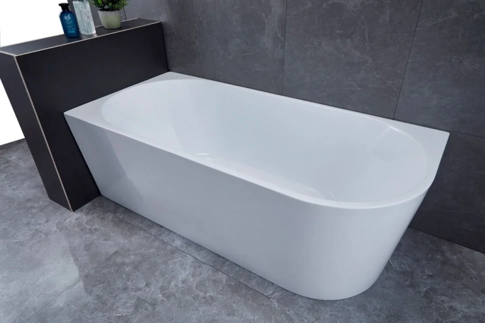 Акриловая ванна Vincea VBT-402-1700L 170x80 см, левая, пристенная, белая, асимметричная, на ножках, со сливом-переливом