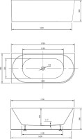 Акриловая ванна Vincea VBT-402-1700L 170x80 см, левая, пристенная, белая, асимметричная, на ножках, со сливом-переливом