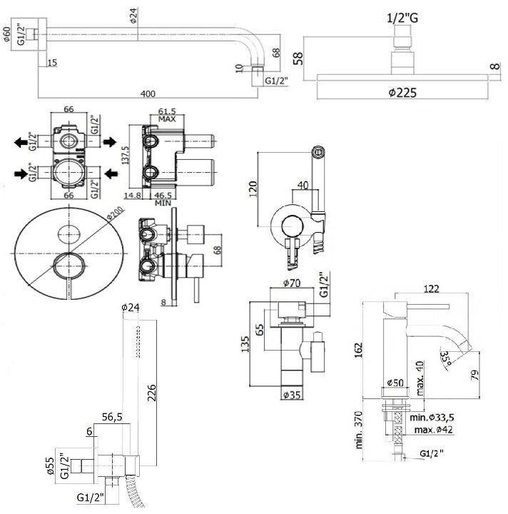 Комплект для ванной Paffoni Light KITZLIG018CR071 С ВНУТРЕННЕЙ ЧАСТЬЮ, хром