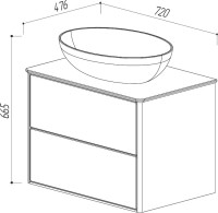 Тумба с раковиной Belux Джаз 70 подвесная, белая глянцевая, раковина Турин 61