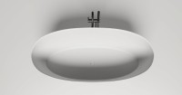 Ванна из искусственного камня Salini Alda 170x80 см, отдельностоящая, матовая белая, овальная, со сливом-переливом, с донным клапаном