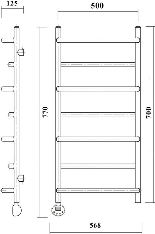 Полотенцесушитель электрический Domoterm Орфей П7 50x70, хром, L