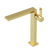 Смеситель для раковины высокий Sancos Linn, брашированное золото, PVD покрытие, SC9020BG Смеситель для раковины высокий Sancos Linn, брашированное золото, PVD покрытие, SC9020BG