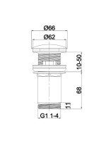 Донный клапан для раковины WHITECROSS A706 A706GM с переливом, оружейная сталь