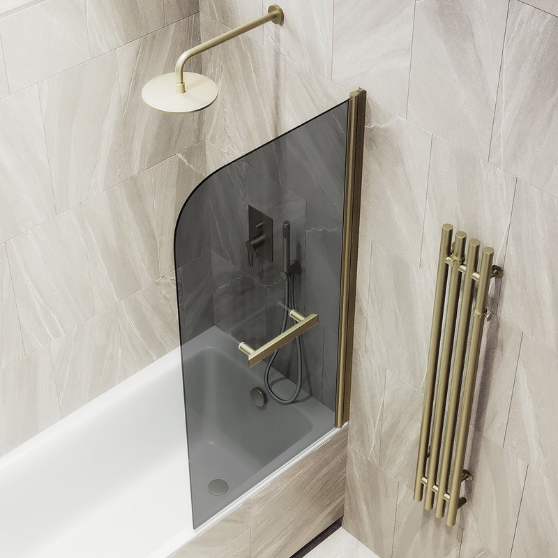 Шторка на ванну Maybahglass MGV-791-2 80x140, профиль бронза, стекло графит