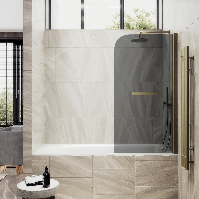 Шторка на ванну Maybahglass MGV-791-2 80x140, профиль бронза, стекло графит