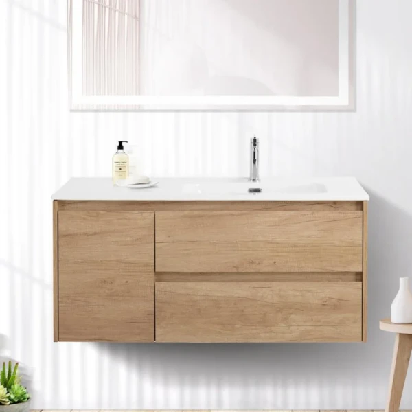 Тумба с раковиной BelBagno Kraft 100 R, 2 ящика, дверца, rovere nebrasca nature