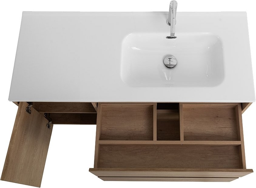 Тумба с раковиной BelBagno Kraft 100 R, 2 ящика, дверца, rovere nebrasca nature