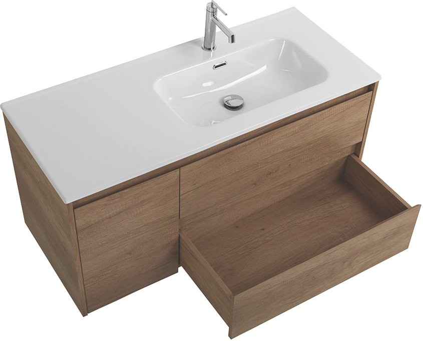 Тумба с раковиной BelBagno Kraft 100 R, 2 ящика, дверца, rovere nebrasca nature