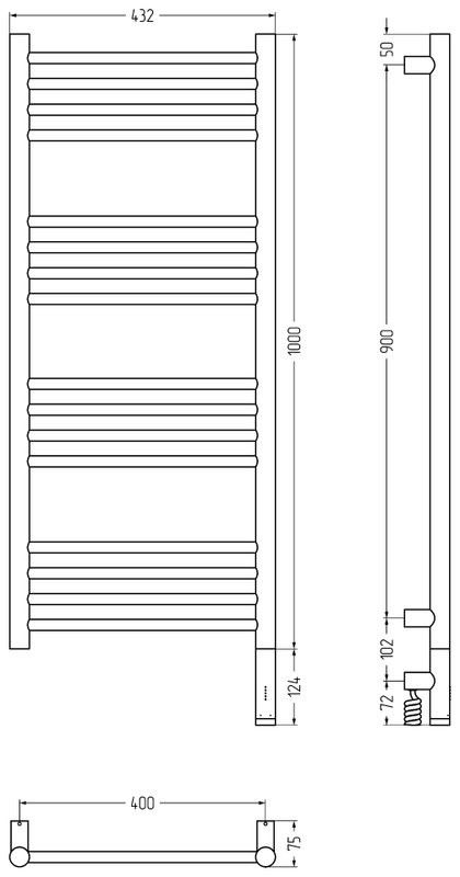 Полотенцесушитель электрический Сунержа Богема 3.1 071-6005-1040 110x45 см, подключение справа, сатин, лесенка