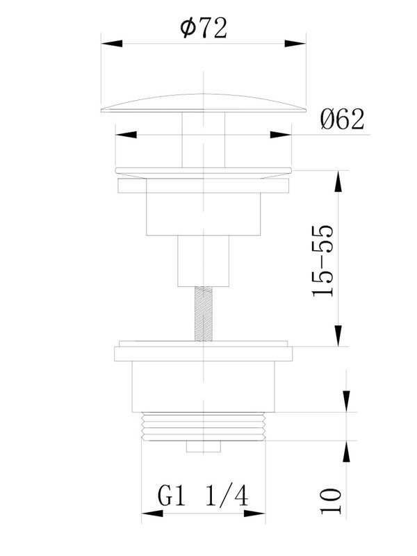 Донный клапан для раковины Abber AF0012B без перелива, матовый черный
