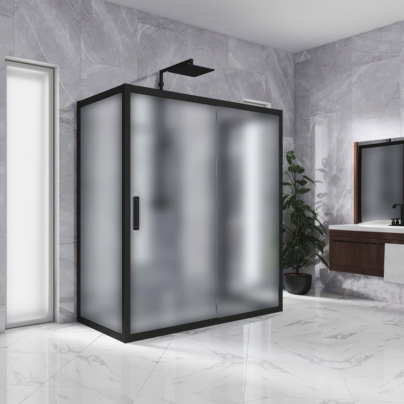 Душевой уголок Kubele DE019 R2U-MAT-BLMT 120х90 см, профиль матовый черный