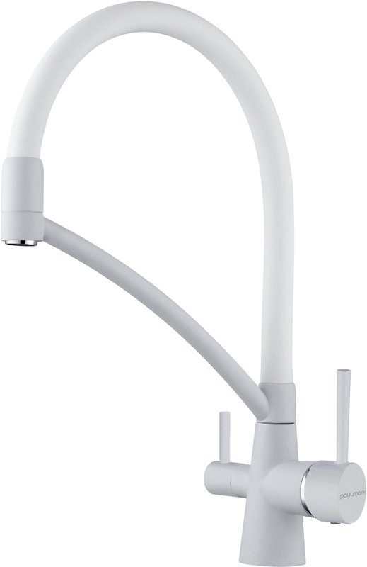 Комплект Мойка Paulmark Unter 50 PM204543-WH белая + Смеситель Siegen Si213111-431TW белый матовый с гибким изливом + Измельчитель Intenso