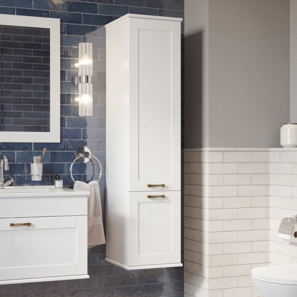 Шкаф пенал для ванной Sanflor Ванесса R, подвесной, белый