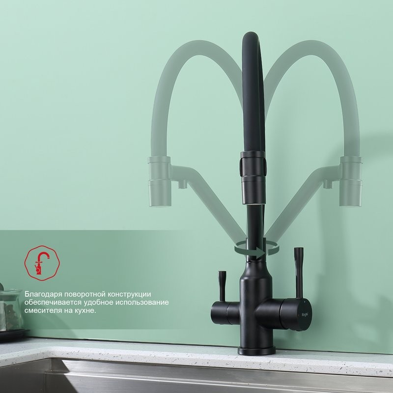 Смеситель для кухни с подключением фильтра Raglo R81.62.06, черный