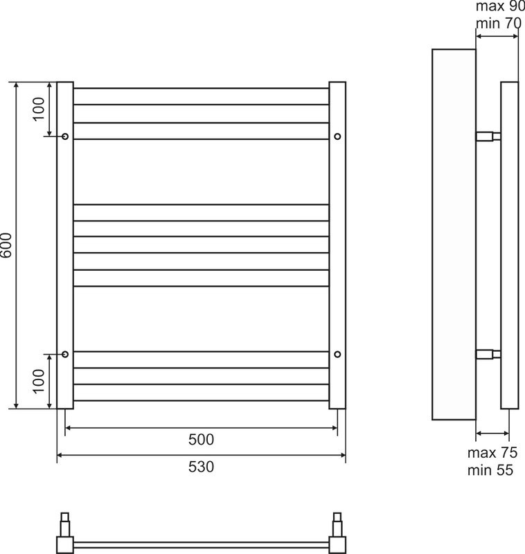 Полотенцесушитель электрический Lemark Bellario П7 50x60, черный