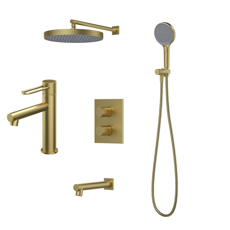 Комплект для ванной IDDIS Duna Душевой комплект IDDIS Duna DUNMGSTi68 С ВНУТРЕННЕЙ ЧАСТЬЮ + Смеситель для раковины DUNMG00i01, матовое золото