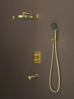 Комплект для ванной IDDIS Duna Душевой комплект IDDIS Duna DUNMGSTi68 С ВНУТРЕННЕЙ ЧАСТЬЮ + Смеситель для раковины DUNMG00i01, матовое золото