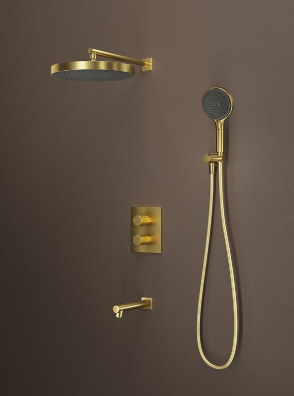 Комплект для ванной IDDIS Duna Душевой комплект IDDIS Duna DUNMGSTi68 С ВНУТРЕННЕЙ ЧАСТЬЮ + Смеситель для раковины DUNMG00i01, матовое золото