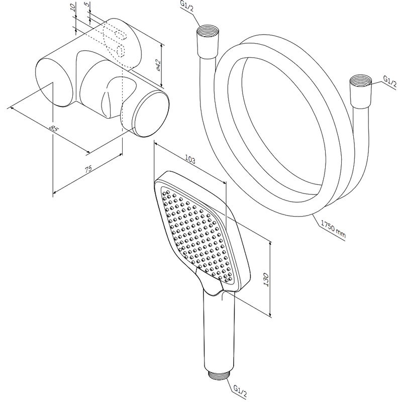 Душевой гарнитур AM.PM Func F0118F022 черный